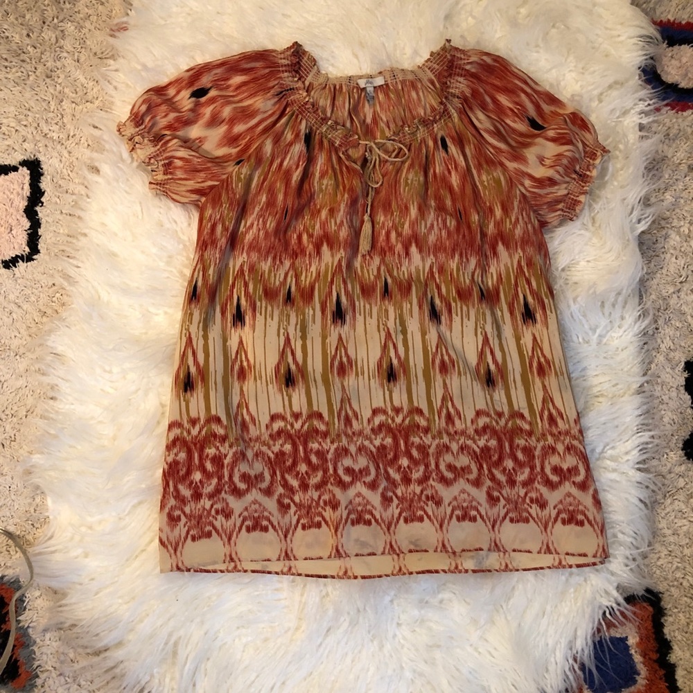 Joie masha ikat print top short sleeve tunic pink - Picture 4 of 8